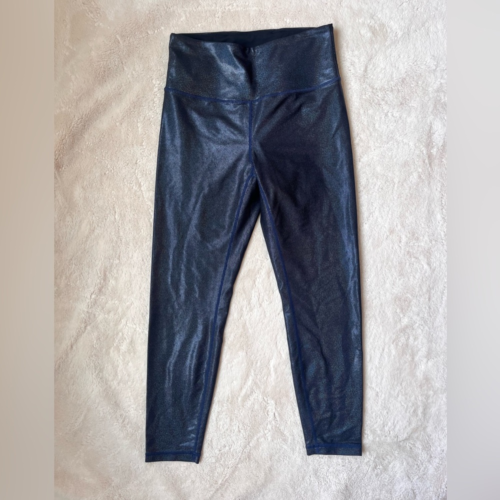 Zyia Black/Navy Blue Reflective Sparkle Light N Tight Legging Women's size 6-8